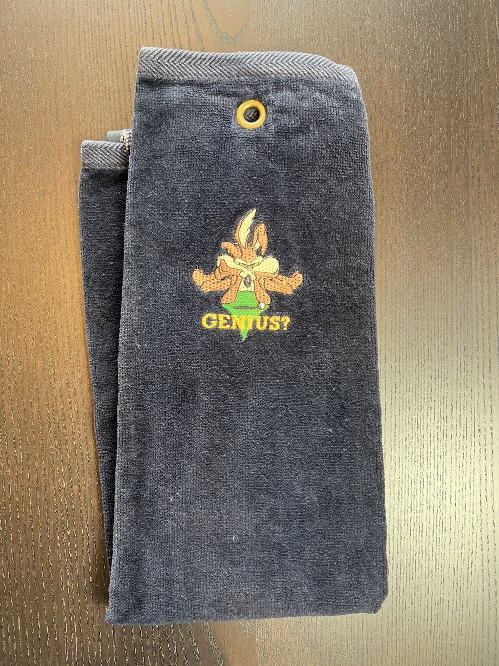 Vintage Warner Bros Looney Tunes Coyote Golf Towel 90s Retro Genius Sarcasm